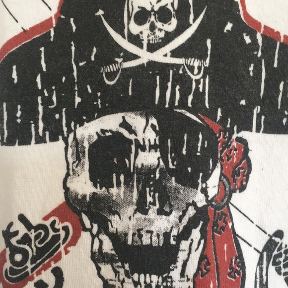 White Shirt with Pirate Skull Design - Picture 5 of 8